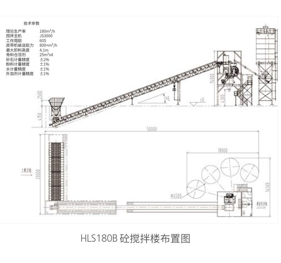 HLS180B砼搅拌楼布置图
