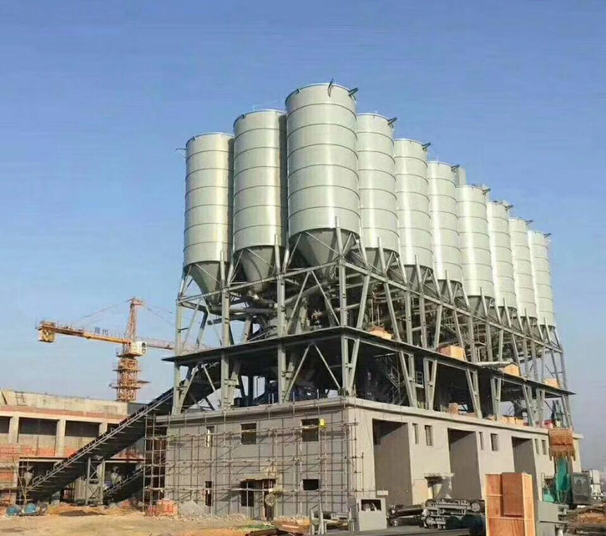 水泥仓顶置式全封闭环保型混凝土搅拌站